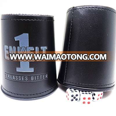 Manufacture selling of black custom leather dice shake cup for game