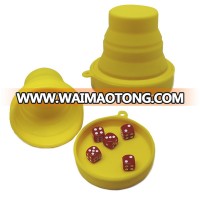 Manufacturer Customized Mini Yellow Foldable Plastic Shaker Dice Cup with Tray for Casino Game